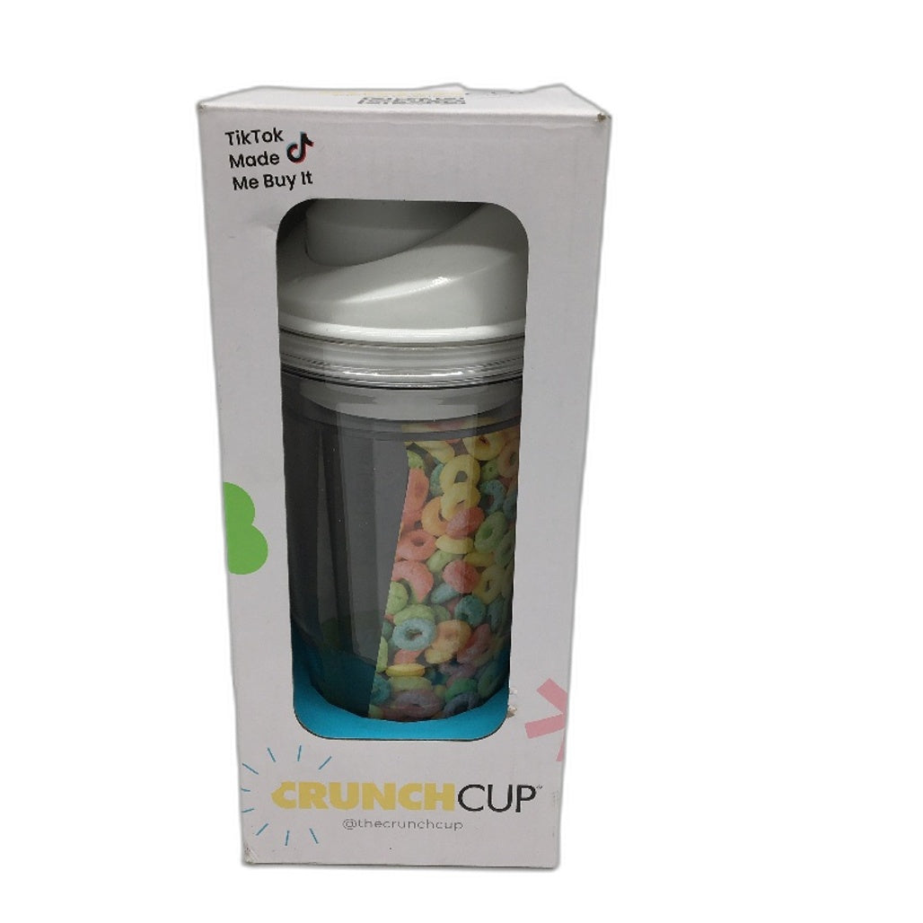 Crunchcup White Portable Plastic Cereal Cup Milk Container NEW