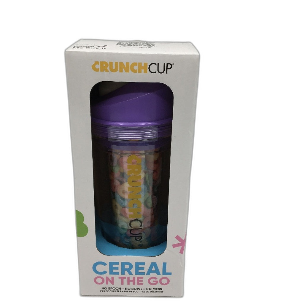 Crunchcup Purple Portable Plastic Cereal Cup Milk Container NEW