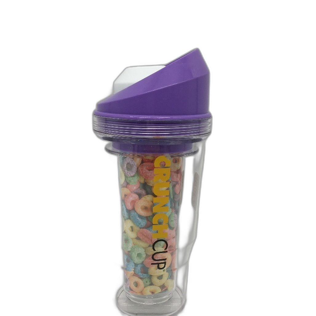 Crunchcup Purple Portable Plastic Cereal Cup Milk Container NEW