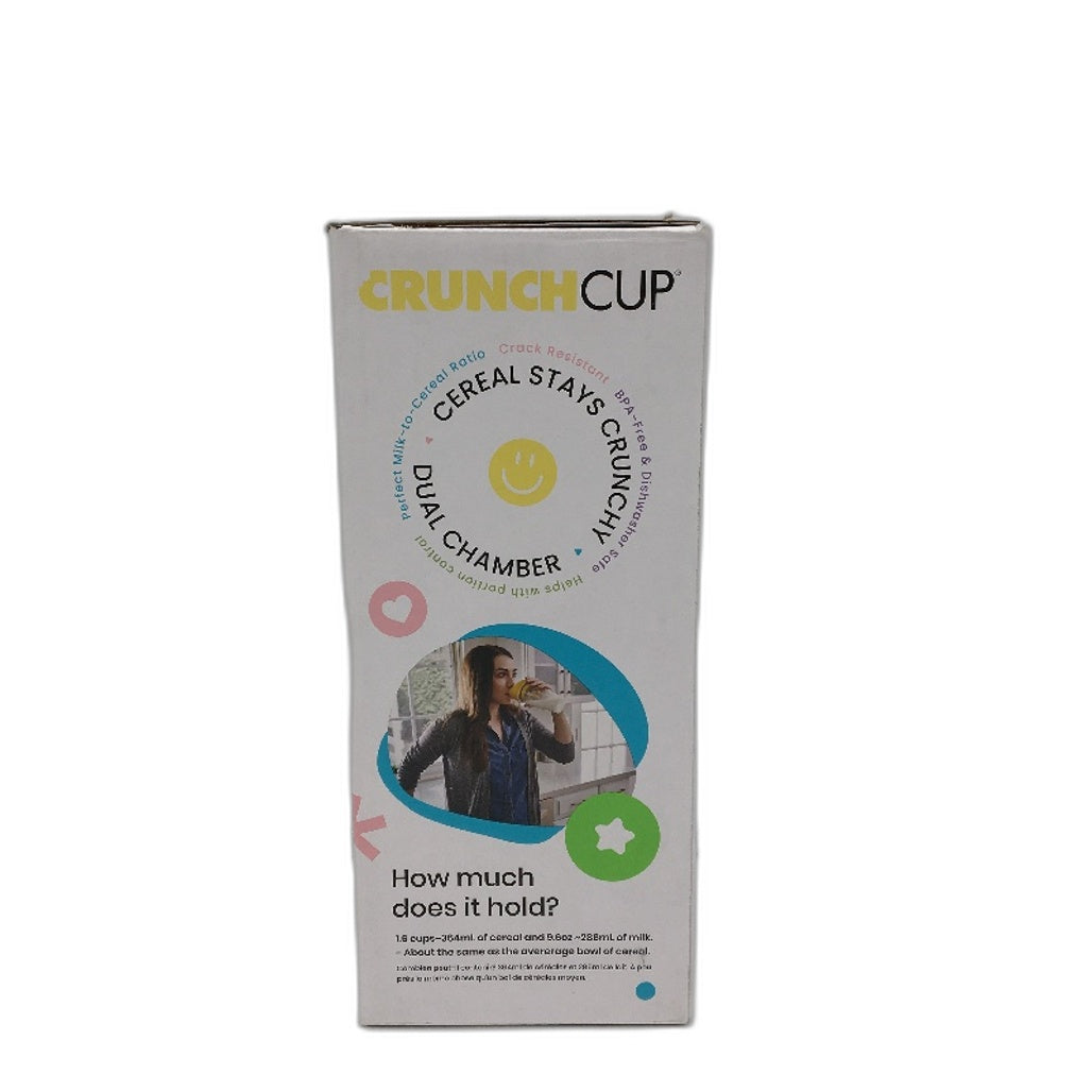 Crunchcup Yellow Portable Plastic Cereal Cup Milk Container NEW