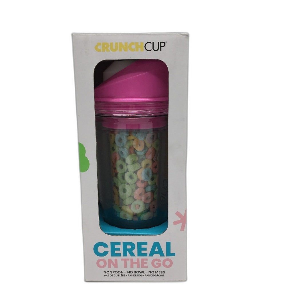 Crunchcup Pink Portable Plastic Cereal Cup Milk Container NEW