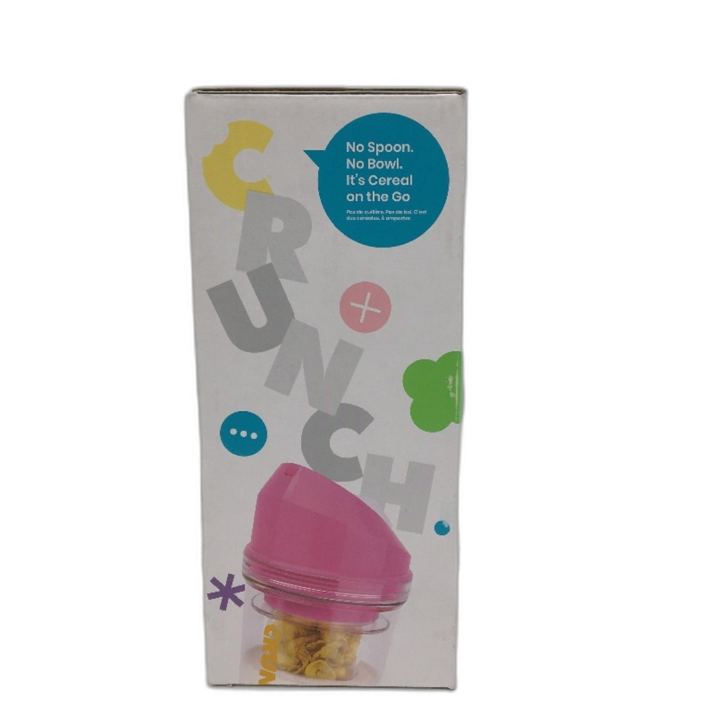 Crunchcup Pink Portable Plastic Cereal Cup Milk Container NEW