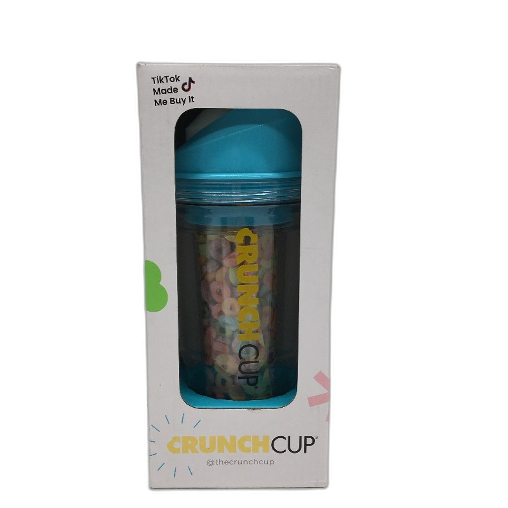 Crunchcup Blue Portable Plastic Cereal Cup Milk Container NEW