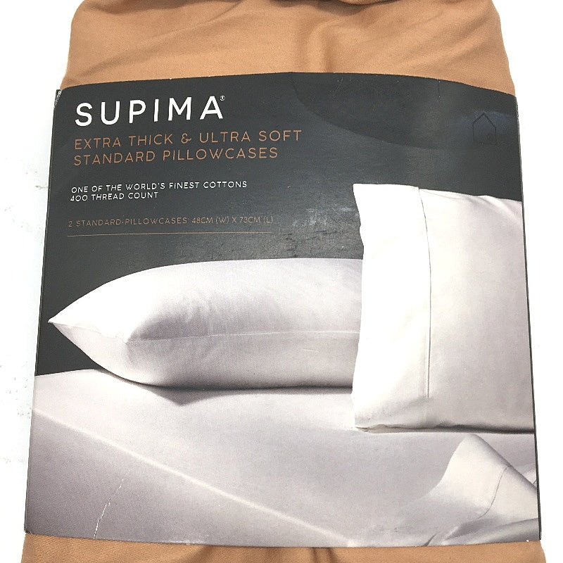 Supima Set of Extra Tick 400 Threaad Fitted Sheet & 2 Pillowcases QueenB NEW