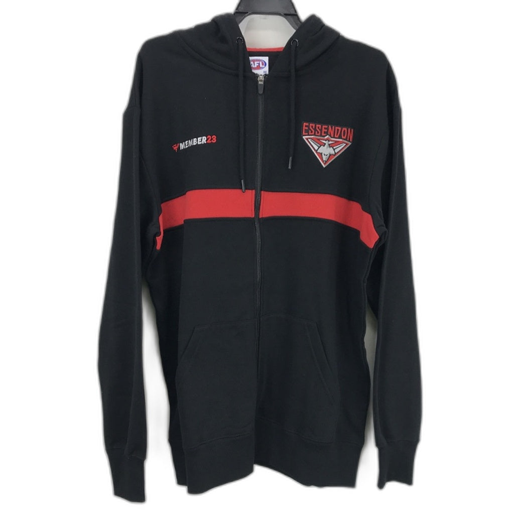 AFL Essendon Member 23 Mens Hoodie Black& Red Jumper Size M NEW