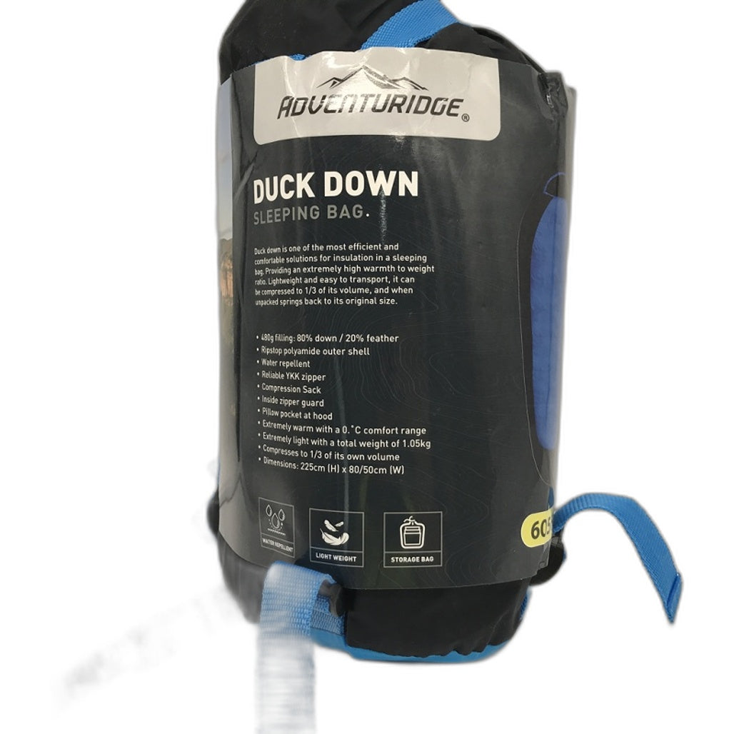 Adventuridge Water Repellent Blue Duck Down Sleeping Bag L NEW