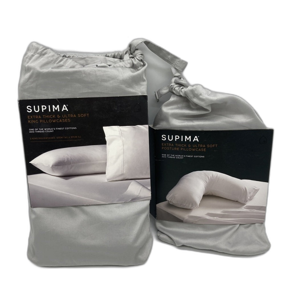 Supima Extra Thick and Ultra Soft Set of 2 Silver King & 1 Posture Pillowcases NEW