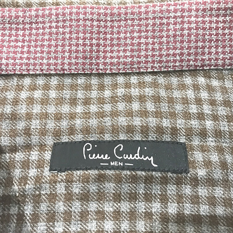 Pierre Cardin Men Long Sleeve Checkered Shirt Size L NEW