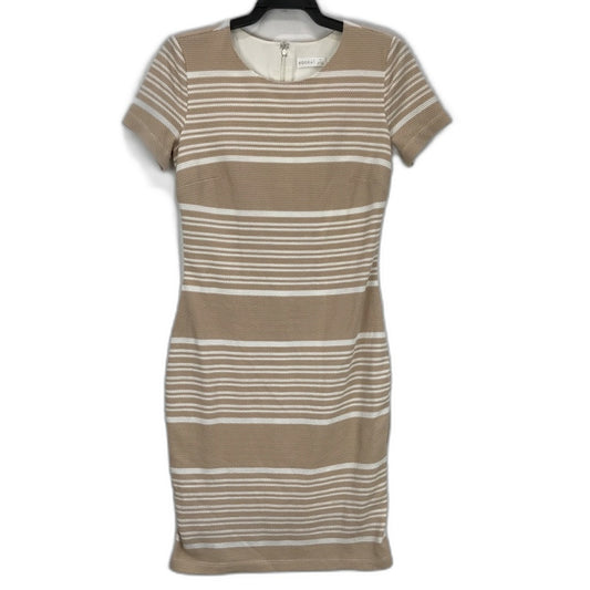 Kookai Beige & White Striped Short Sleeve Bodycon Mini Dress Zip Back Ladies Sz 40 NEW