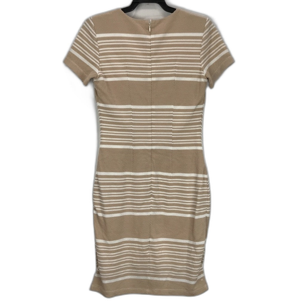 Kookai Beige & White Striped Short Sleeve Bodycon Mini Dress Zip Back Ladies Sz 40 NEW