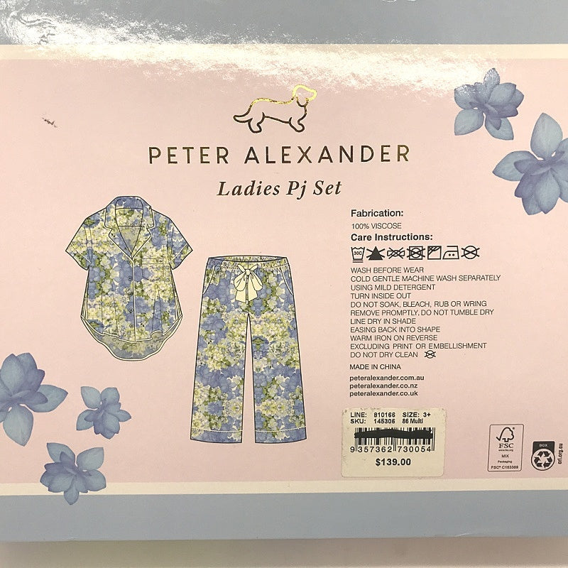 Peter Alexander Floral Satin Ladies Short Sleeve Pajamas Size 3+ NEW