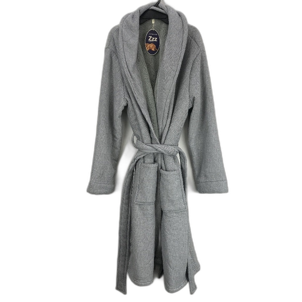 Peter Alexander Light Grey Patterned Soft Dressing Gown Robe Mens Size XS/S NEW