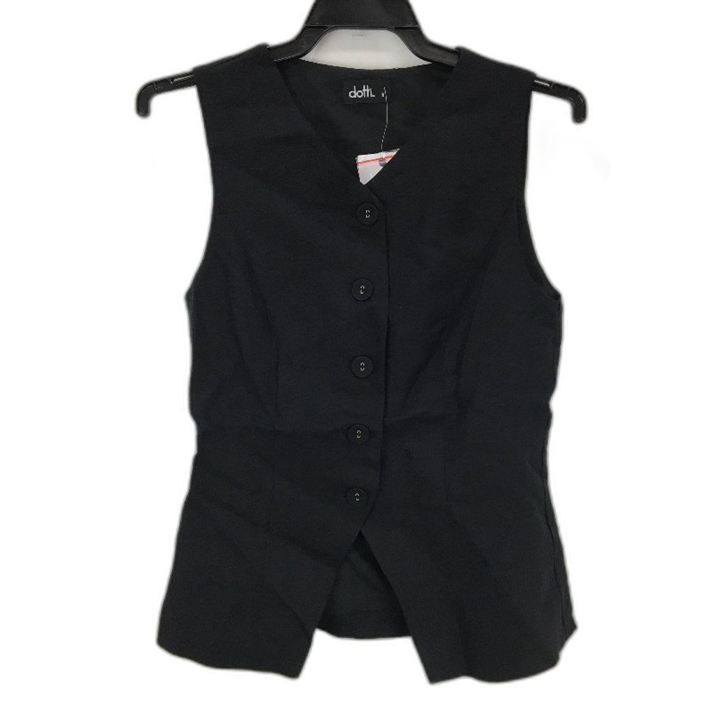 Dotti Black Button Up Linen Blend Vest Ladies Size 6 NEW