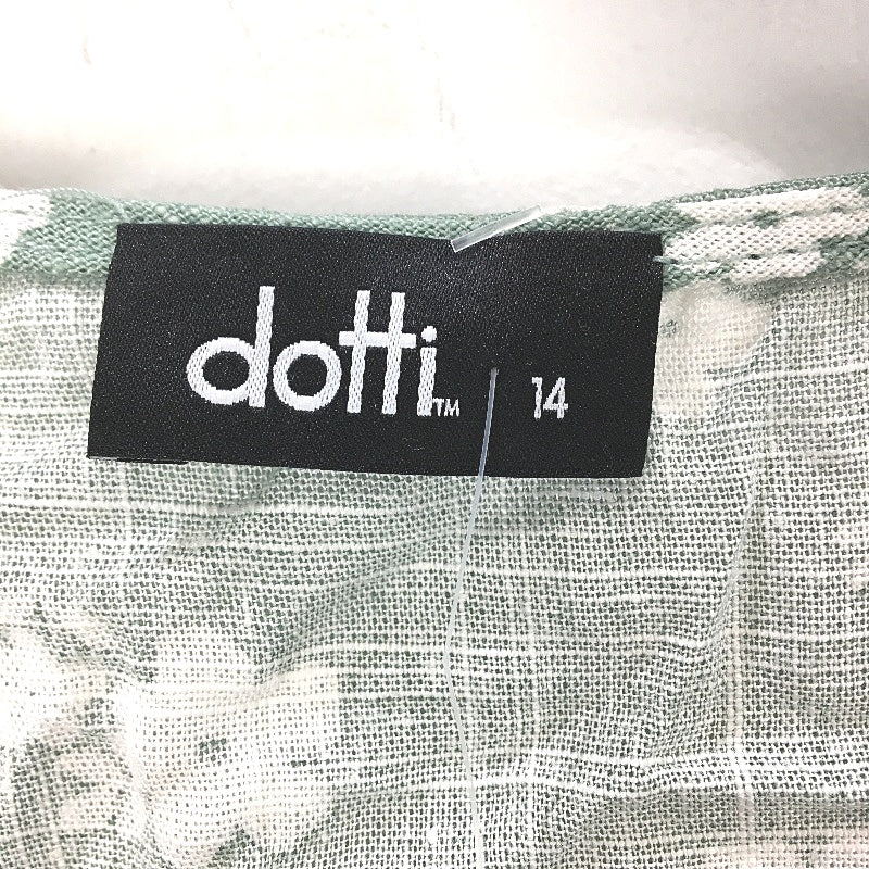 Dotti Light Green Floral Patterned Linen Blend Blouse Ladies Size 14 NEW