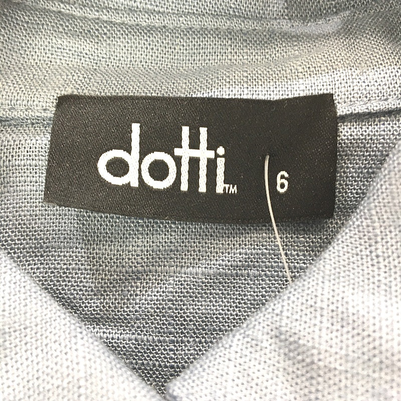 Dotti Blue Linen Blend Collared Tie Front Cropped Shirt Ladies Size 6 NEW