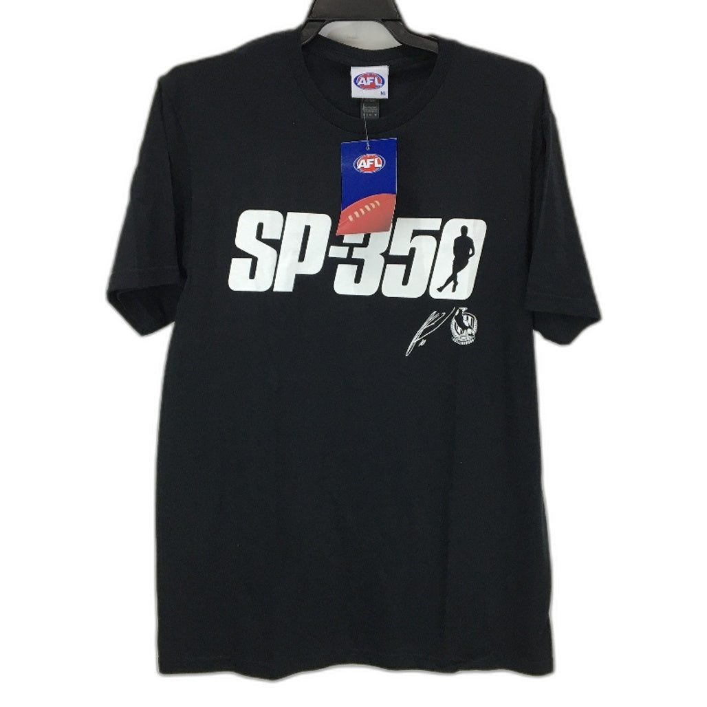 AFL Collingwood SP-350 Printed Logo Black Tee Shirt Mens Size Medium NEW