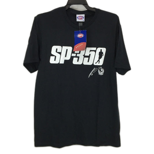 AFL Collingwood SP-350 Printed Logo Black Tee Shirt Mens Size Medium NEW