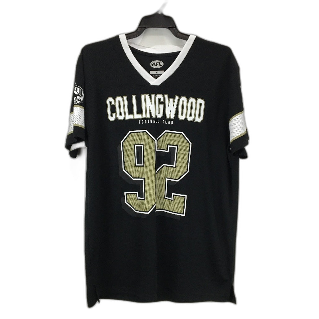 AFL Collingwood #92 Logo Black Football Jersey Top Mens Size Medium NEW