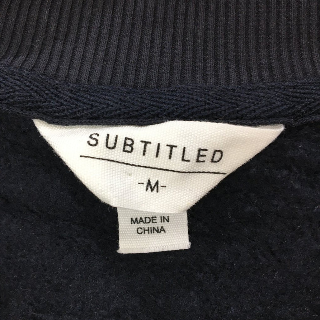 Subtitled Embroidered Logo Crew Neck Fleece Navy Jumper Ladies Size Medium