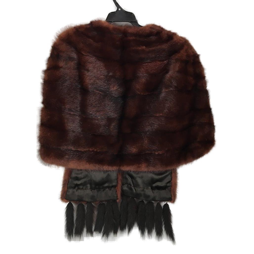 VINTAGE Handcrafted Brown Mink Fur-Style Stole Shawl Ladies One Size Fist Most