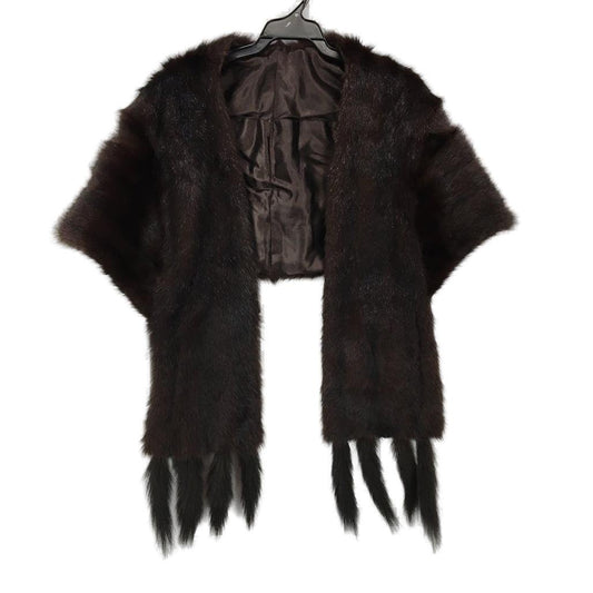 VINTAGE Handcrafted Stole Shawl Fur-Style Dark Brown Ladies One Size Fist Most