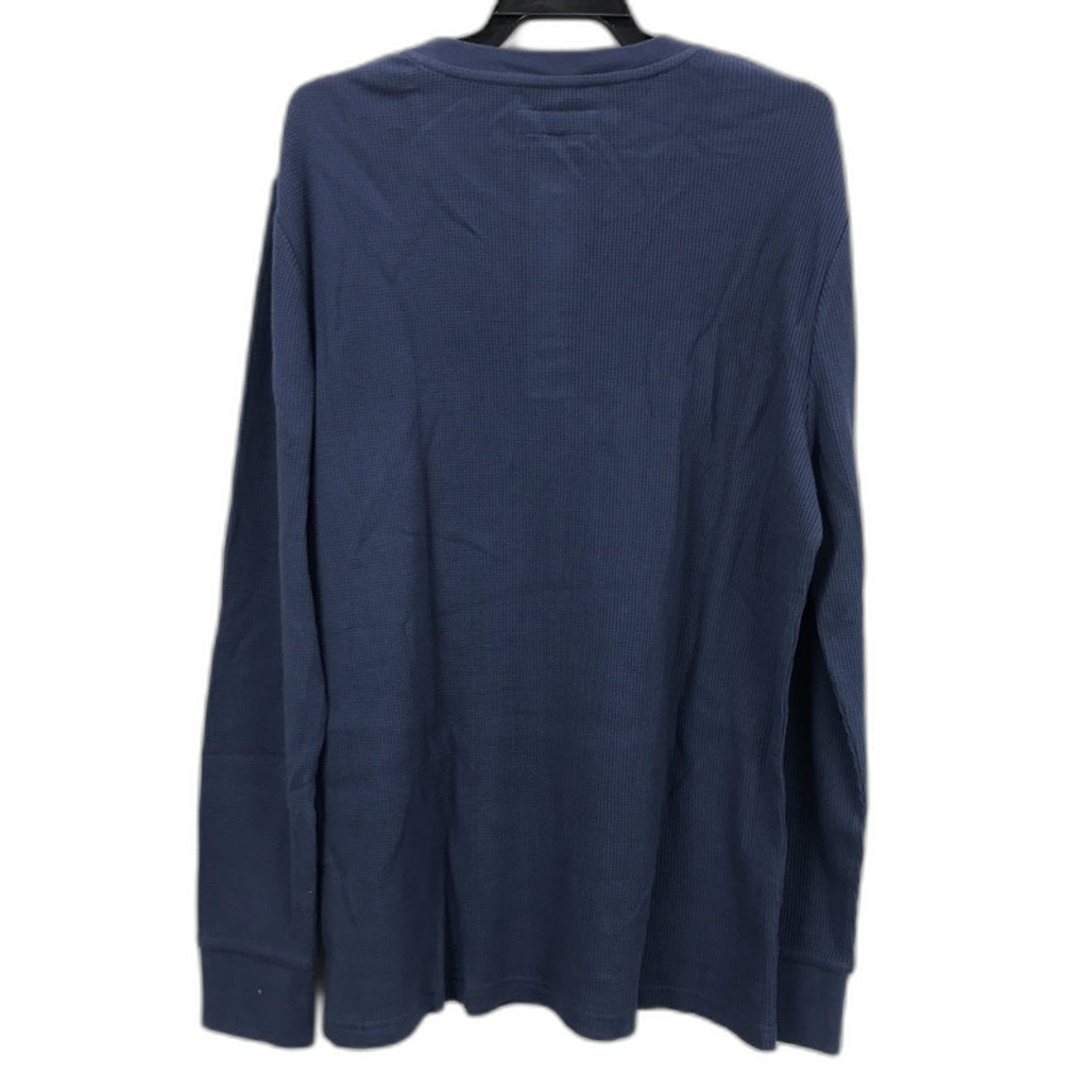 Jeanwest Mens Textured Long Sleeve Blue Round Neck Button Shirt Size L NEW