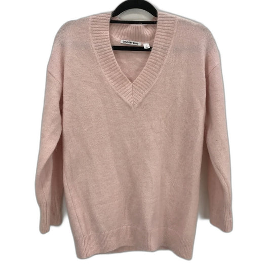 Country Road Soft V-Neck Pink Woven Wool Blend Sweater Ladies Size X-Small