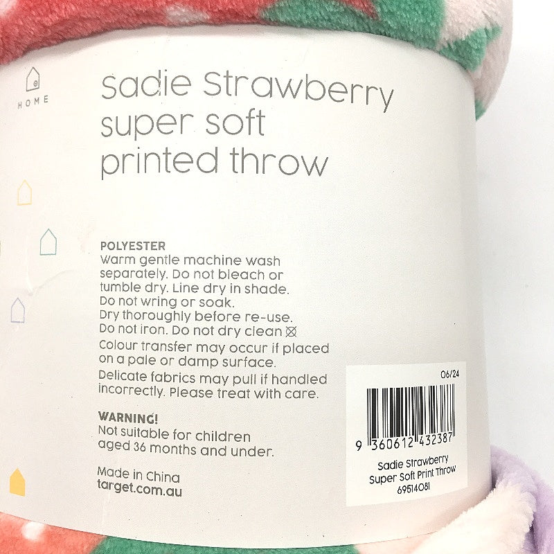 Target Super Soft Sadie Strawberry Coral Fleece Throw 127 x 152cm NEW