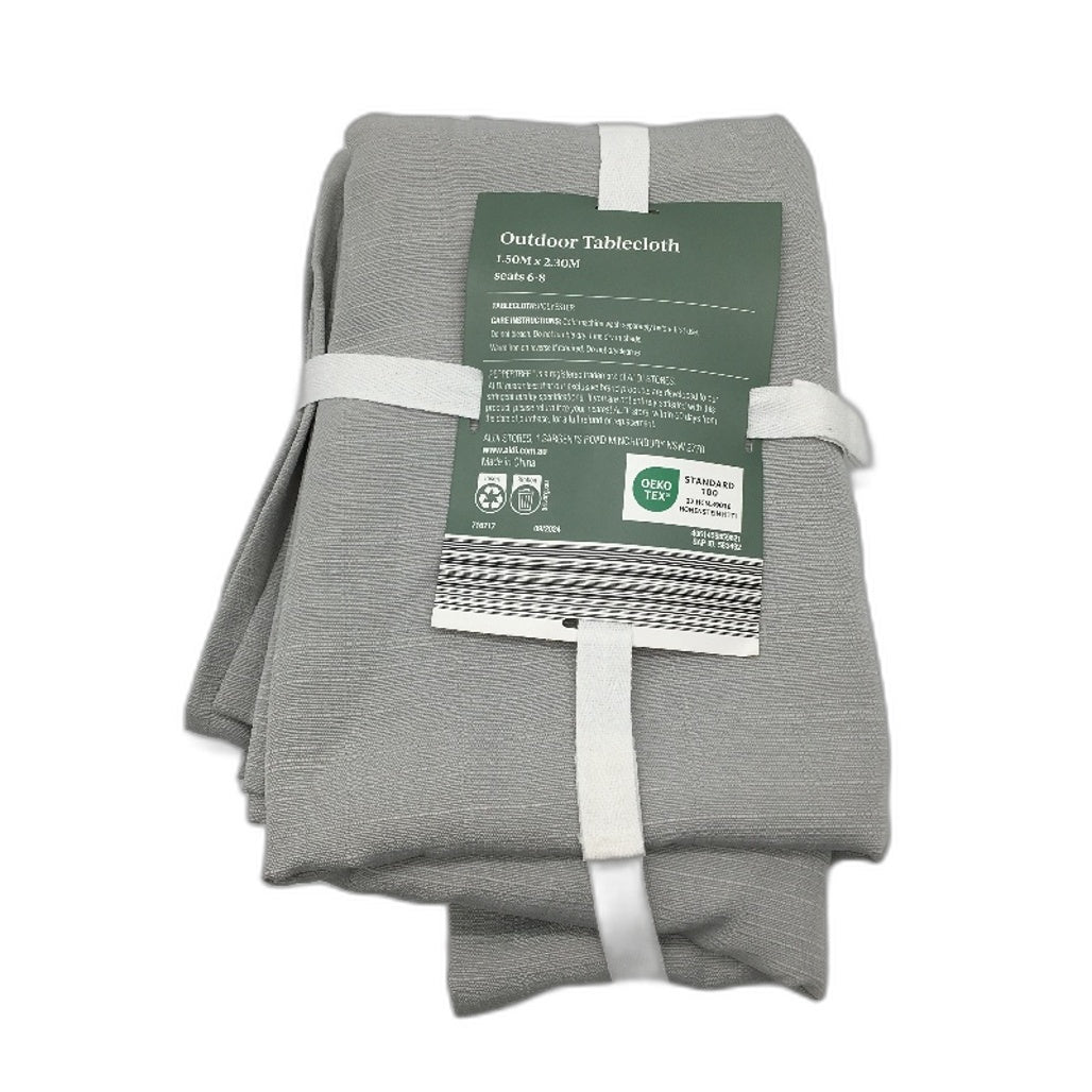 Peppertree Textured Rectangle Silver Grey Outdoor Tablecloth 1.5 x 2.3m NEW