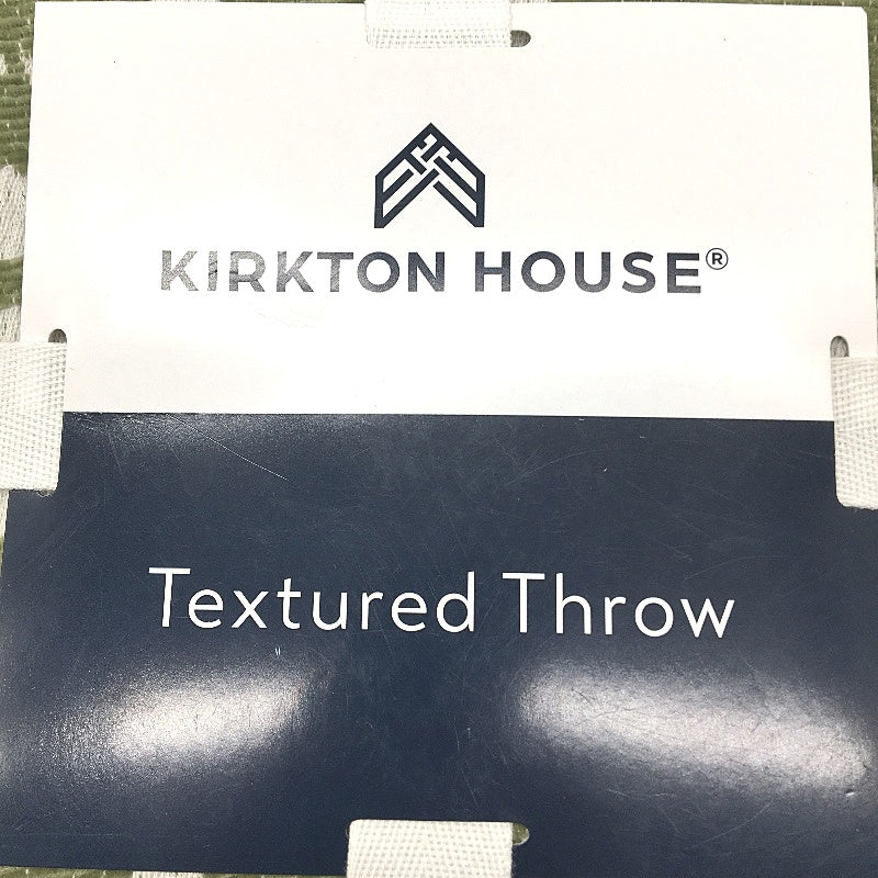 Kirkton House Olive Green & White Textured Throw Blanket 1.3 x 1.8m NEW