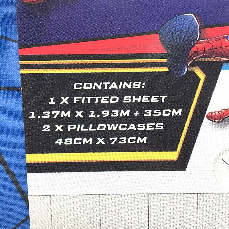 Marvel Spider-Man Icon Dark Blue Fitted Bed Sheet Combo - Double NEW