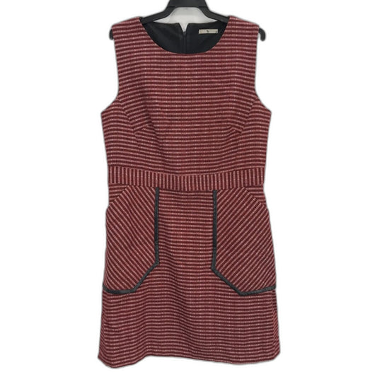 Tu Red & White Stripe Tweed Style Knit A-Line Dress Ladies Size 14