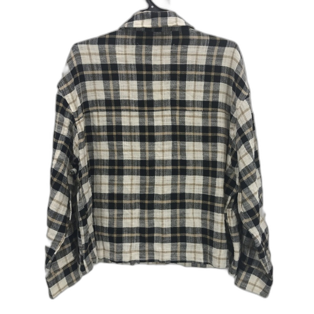 Zara Gingham Check Crop Button Up Light Weight Jacket Ladies Size S