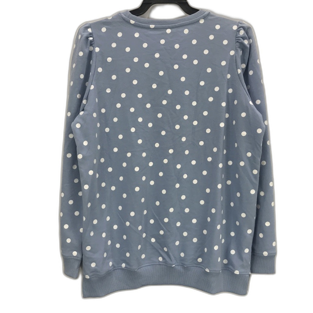 Cherry Lane Blue/White Polka Dot Ruffled Long-sleeve Top Ladies Size Small