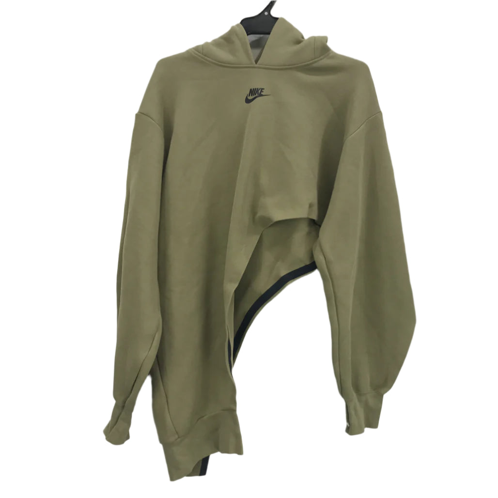 Nike Tech Fleece Asymmetrical Olive Green Crop Hoodie Ladies Size Medium