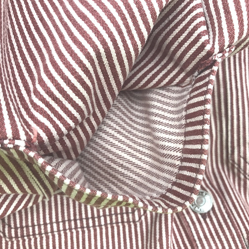 Denium Red/White Striped Oversized Long-Sleeve Shirt Mens Size Small Pull&Bear