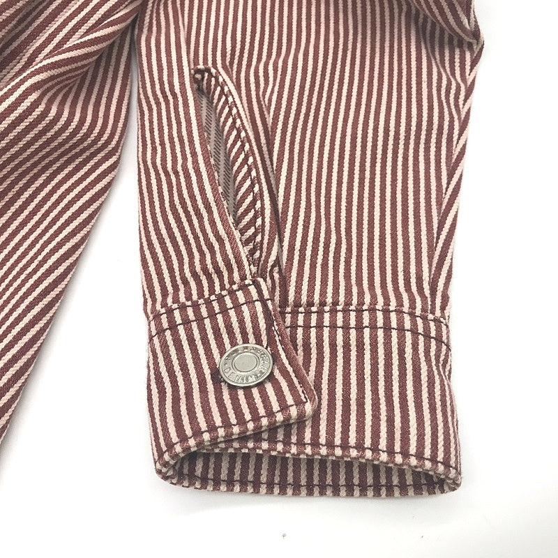 Denium Red/White Striped Oversized Long-Sleeve Shirt Mens Size Small Pull&Bear