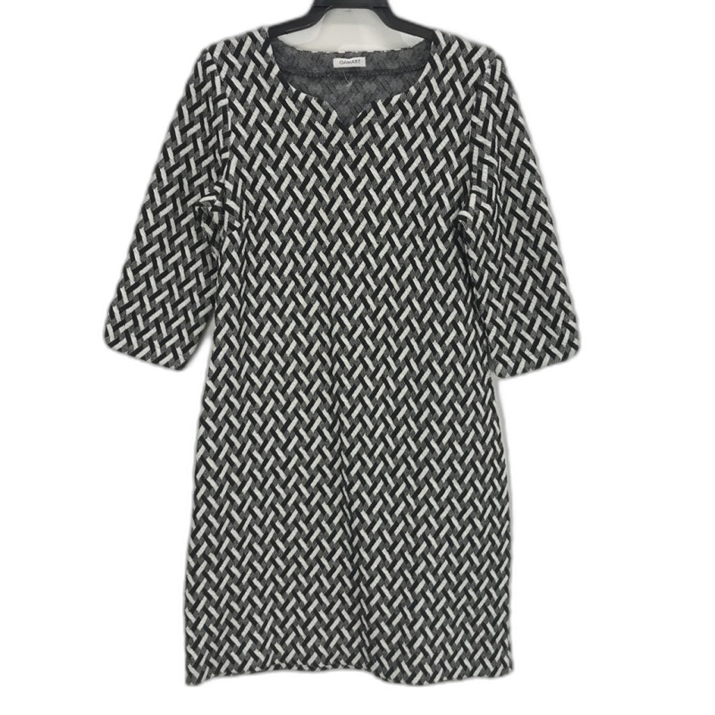 Damart Black/White Geometric Woven-style Pattern Shift Dress Ladies Size UK 12