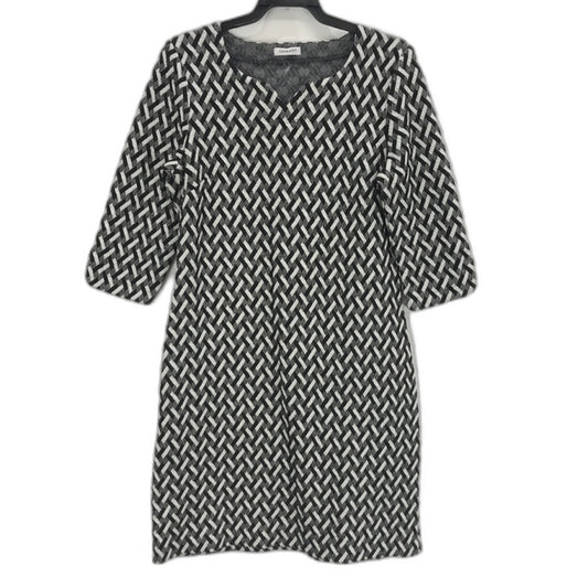 Damart Black/White Geometric Woven-style Pattern Shift Dress Ladies Size UK 12