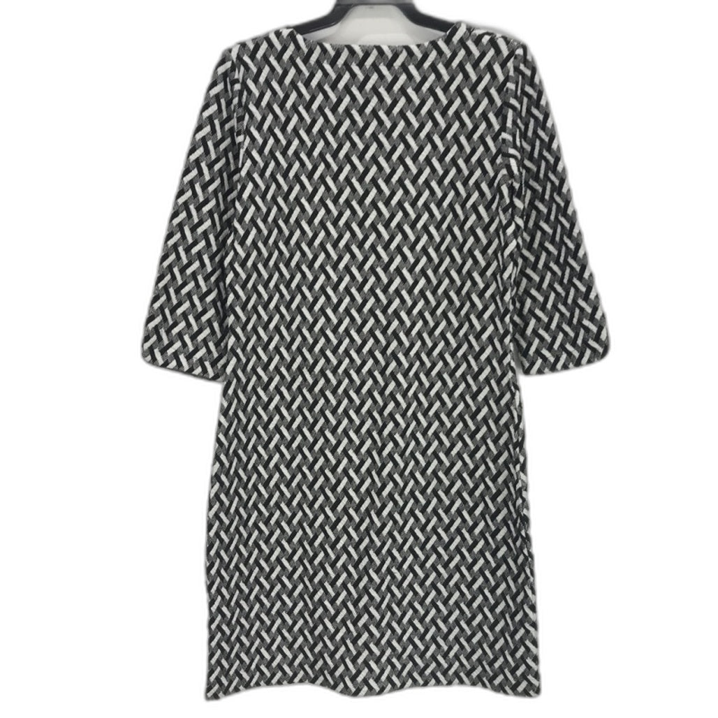 Damart Black/White Geometric Woven-style Pattern Shift Dress Ladies Size UK 12