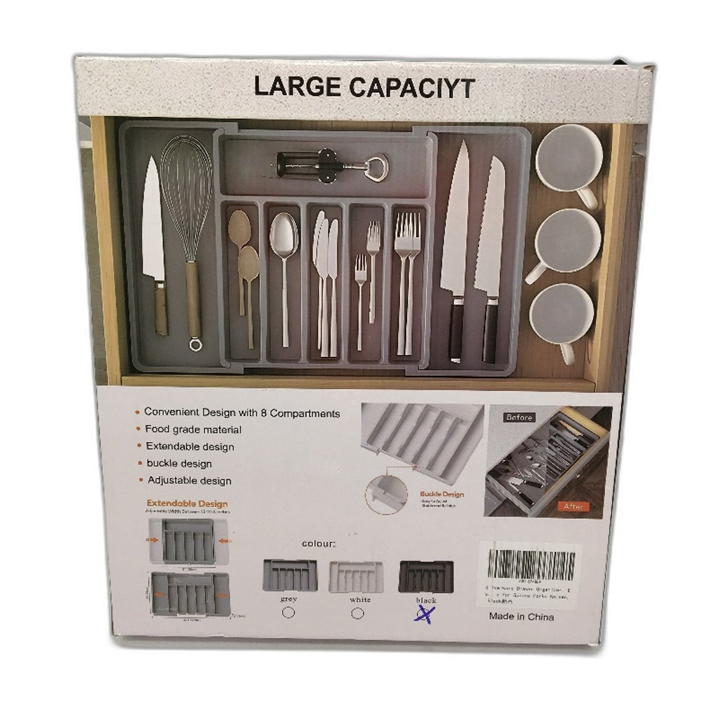 Kitchen Large Capacity Expandable Tableware Black Storage Box NEW