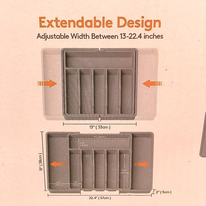 Kitchen Large Capacity Expandable Tableware Black Storage Box NEW