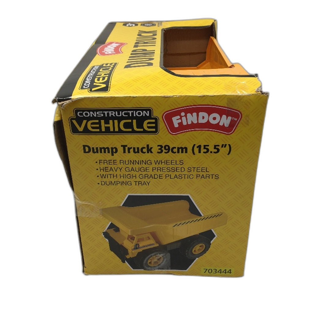 Findon Construction Vehicle Pressed Steel Yellow Dump Truck Toy 39cm NEW