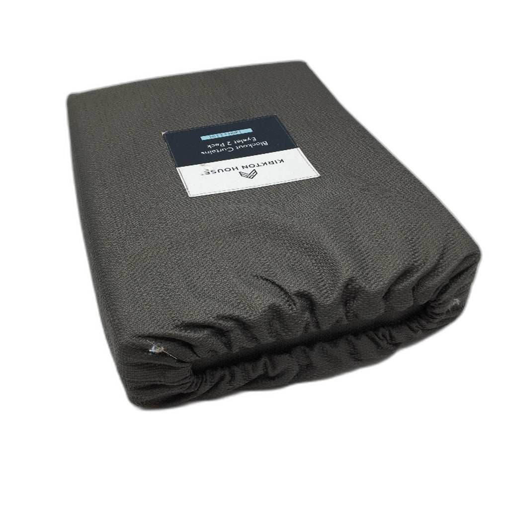Kirkton House Blockout Charcoal Curtain Eyelet 2 Pack 1.40 x 2.23m NEW