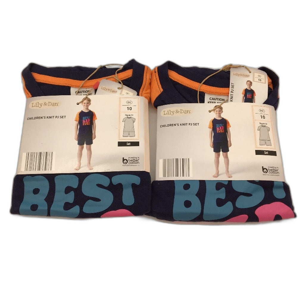 Lily & Dan Twin Pack "Best Kid Ever" Childrens PJ Set Boys Size 10 NEW