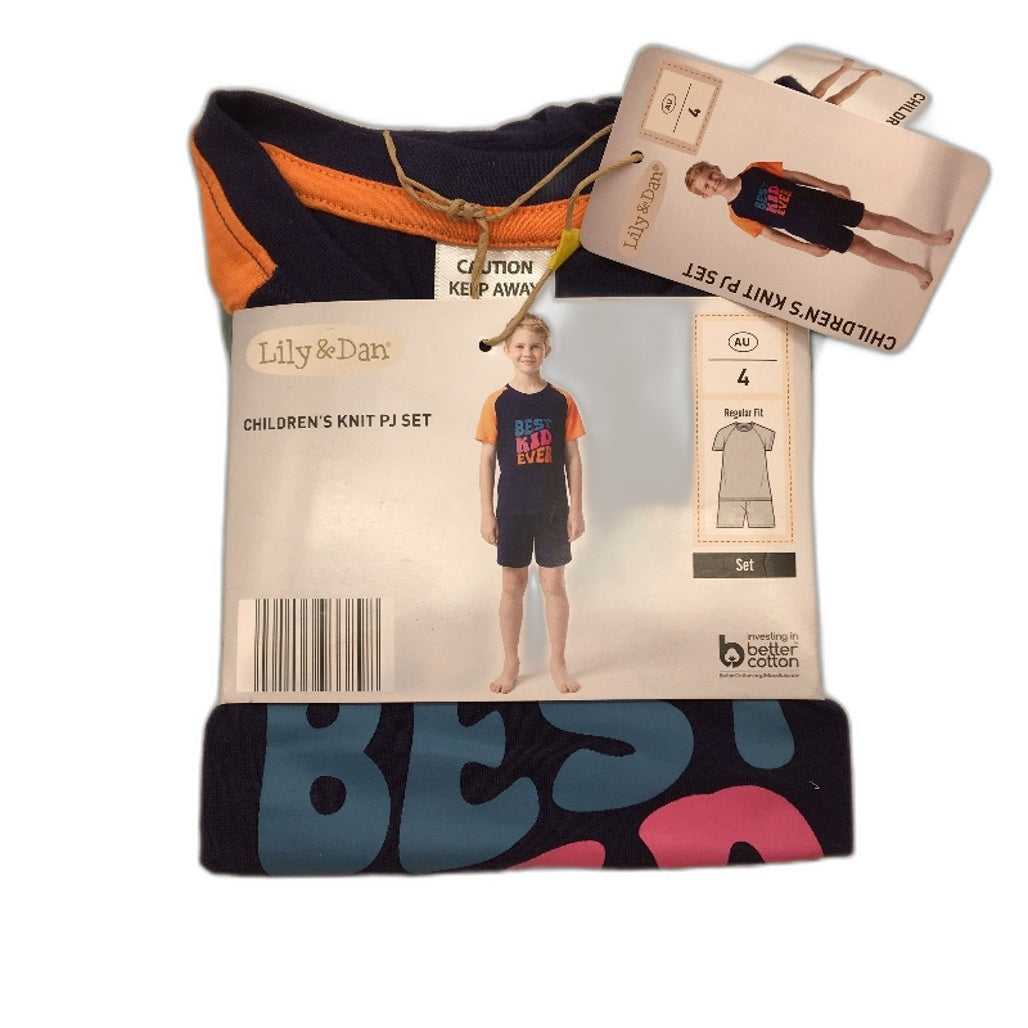 Lily & Dan Twin Pack Regular Fit Short Sleeve Childrens PJ Set Boys Size 4 NEW