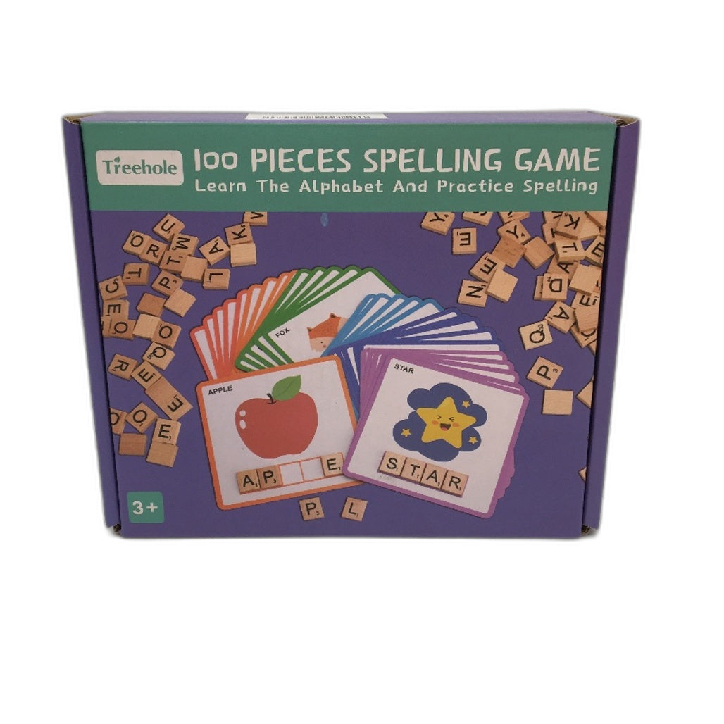 Treehole 100 Piece Learn The Alphabet Wooden Scrabble Style Spelling Game NEW