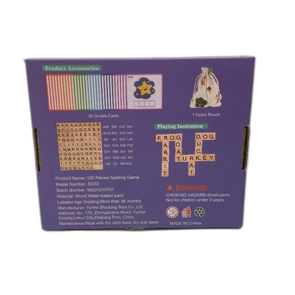 Treehole 100 Piece Learn The Alphabet Wooden Scrabble Style Spelling Game NEW