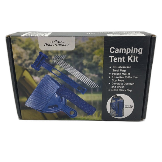 Adventuridge Camping Tent Kit Inc Steel Pegs, Mallet, Rope And Guiderope NEW