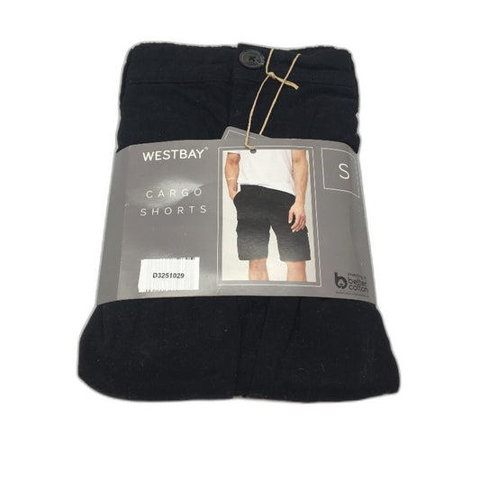 Westbay Cotton Casual Black Button Up Cargo Shorts Mens Size S NEW